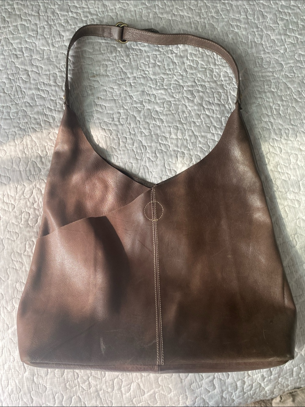 Classic Brown Leather Shoulder Tote